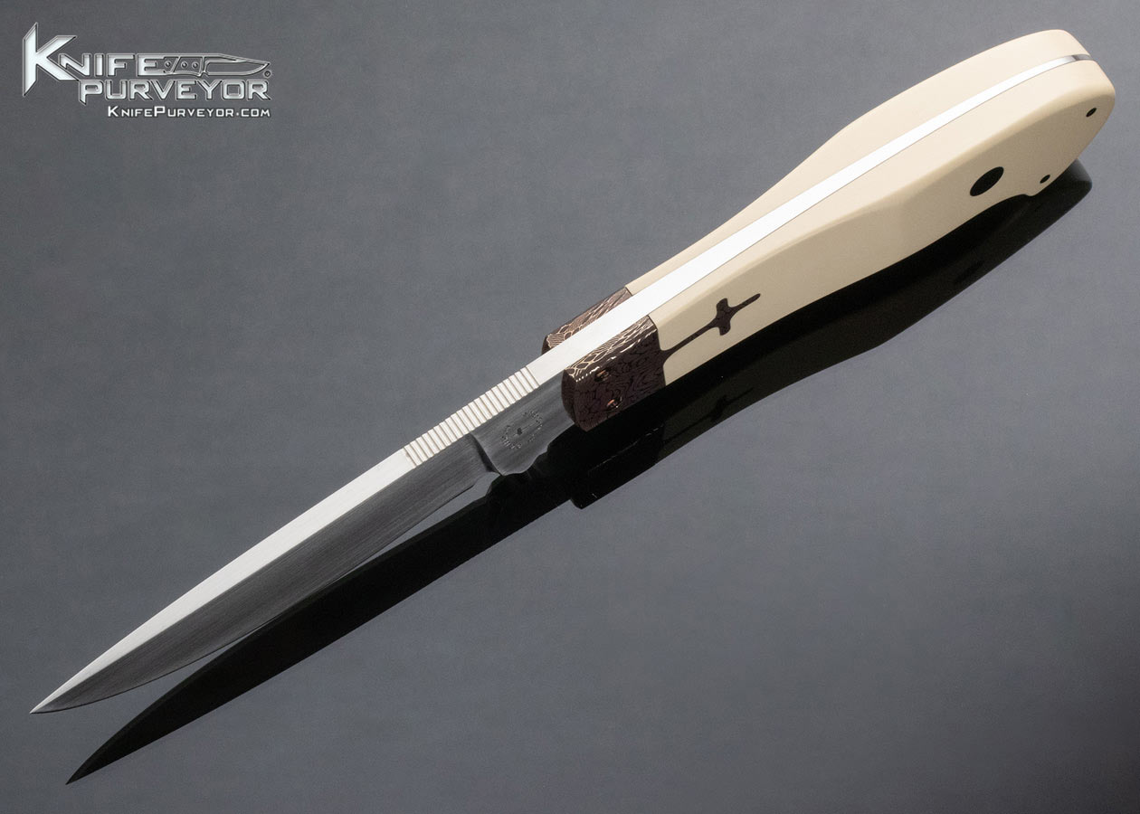 David Lemoine Custom Knife Paper Micarta and Damascus Hunter - Image 7