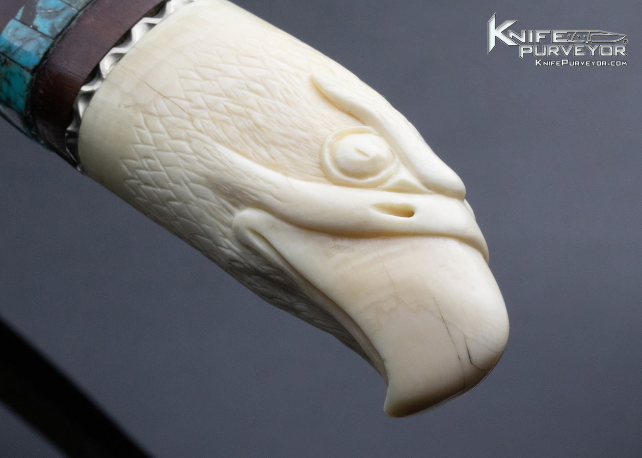 D' Alton Holder Custom Knife Carved Eagle Dagger with Turquoise and Desert Ironwood - Image 4
