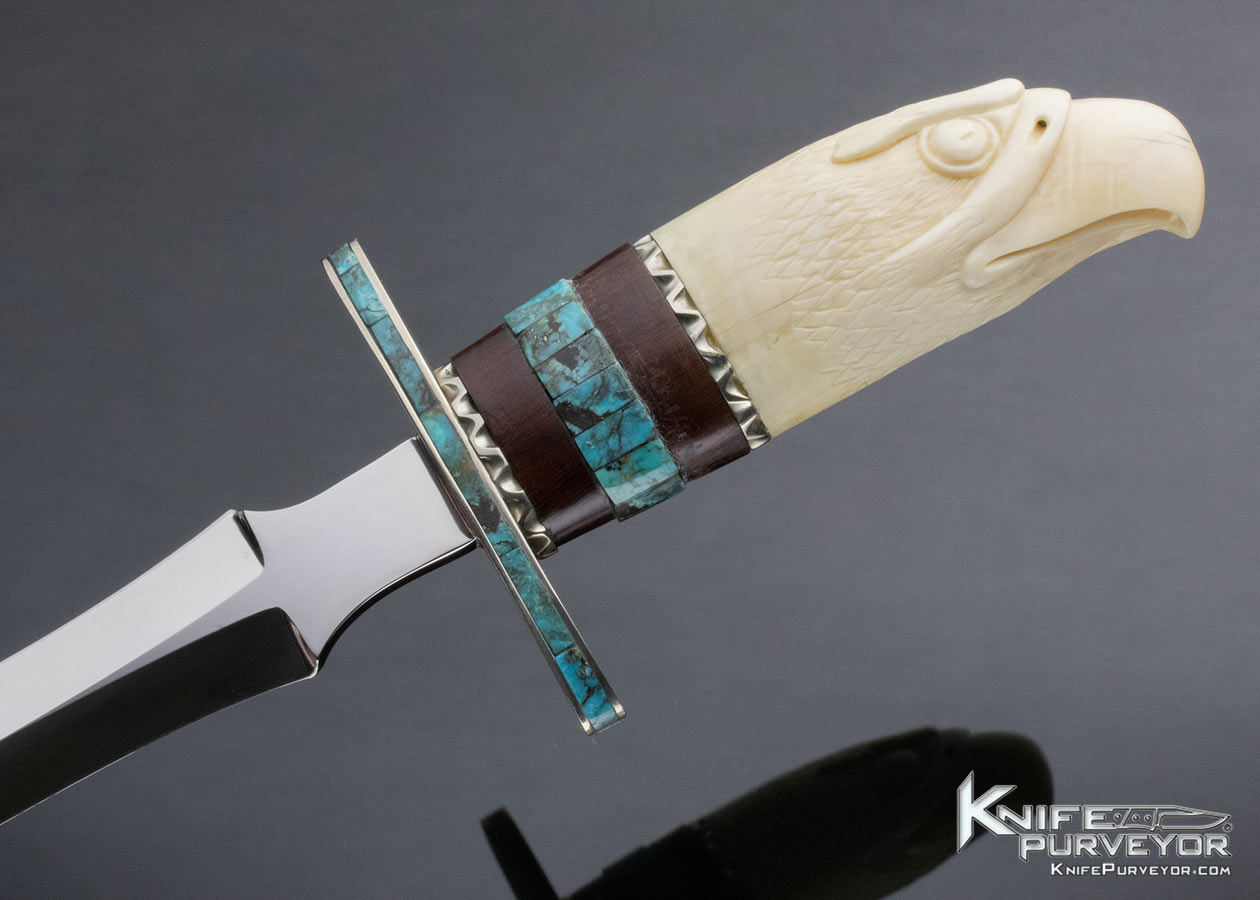 D' Alton Holder Custom Knife Carved Eagle Dagger with Turquoise and Desert Ironwood - Image 5