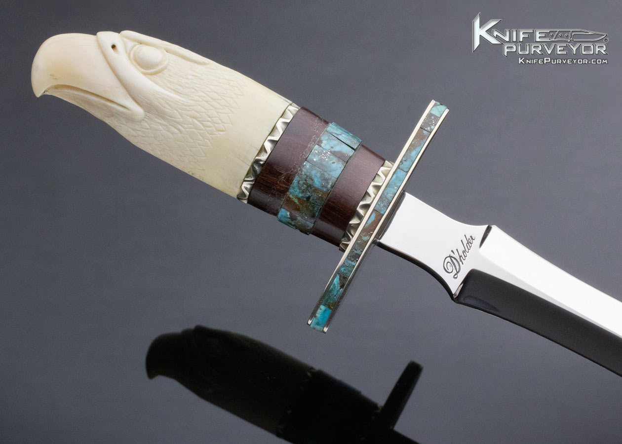 D' Alton Holder Custom Knife Carved Eagle Dagger with Turquoise and Desert Ironwood - Image 3