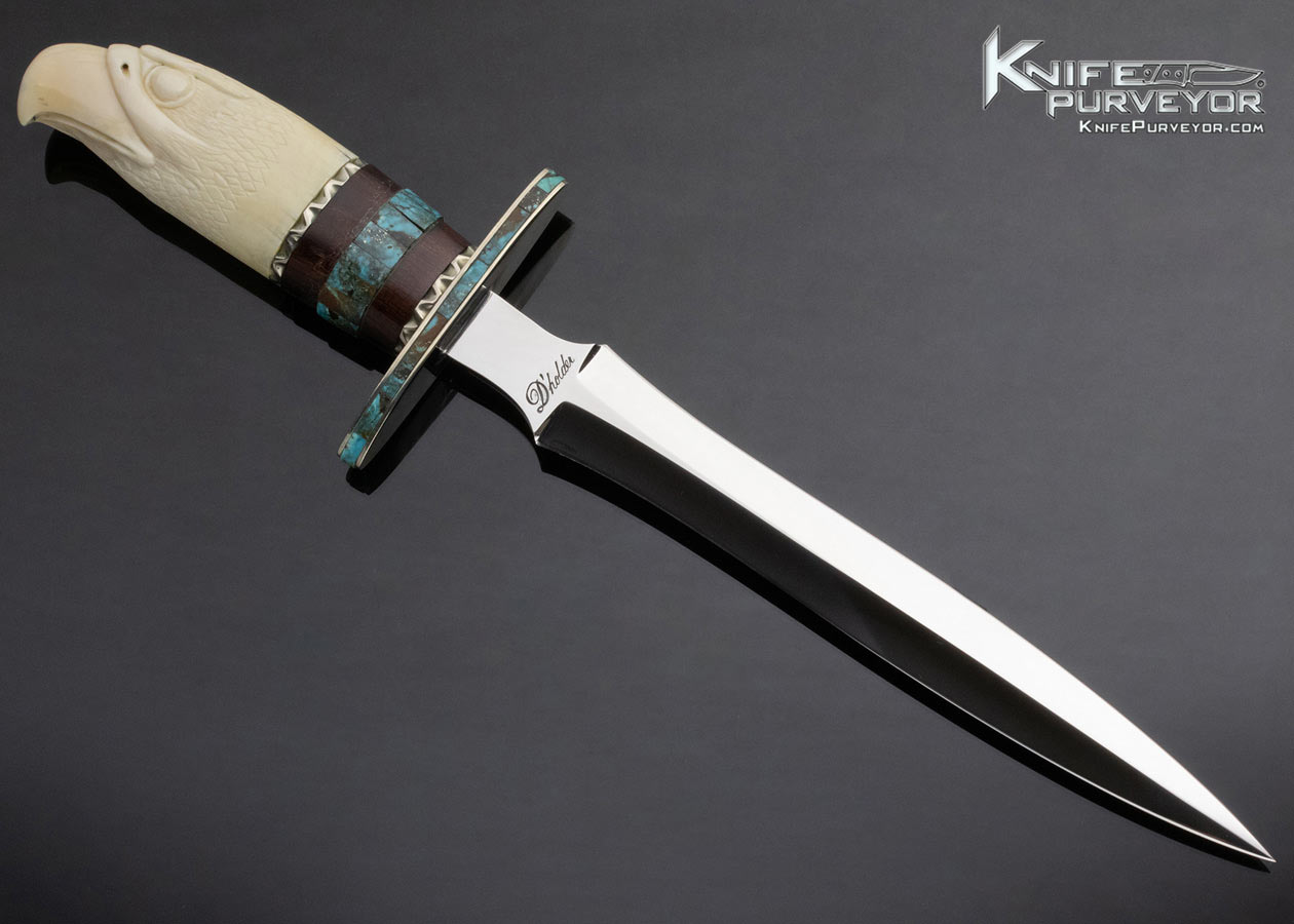 D' Alton Holder Custom Knife Carved Eagle Dagger with Turquoise and Desert Ironwood - Image 2