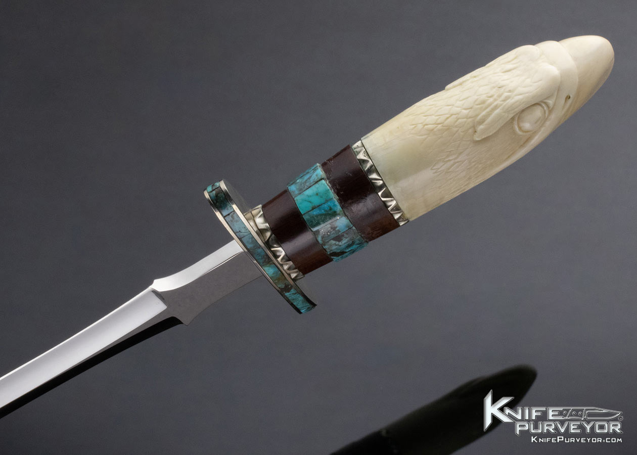 D' Alton Holder Custom Knife Carved Eagle Dagger with Turquoise and Desert Ironwood - Image 6