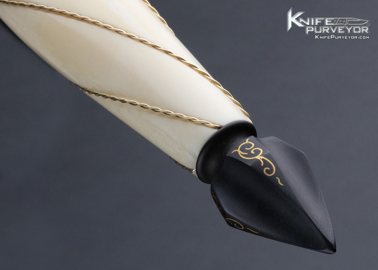 Dr. Fred Carter Custom Knife Sole Authorship Engraved Presentation Dagger with Blued Fittings and 24Kt Gold Inlays - Image 5