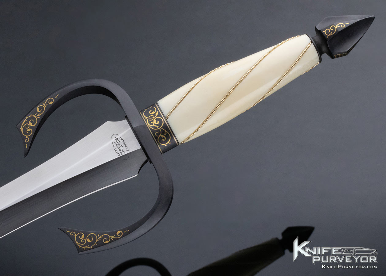Dr. Fred Carter Custom Knife Sole Authorship Engraved Presentation Dagger with Blued Fittings and 24Kt Gold Inlays - Image 2