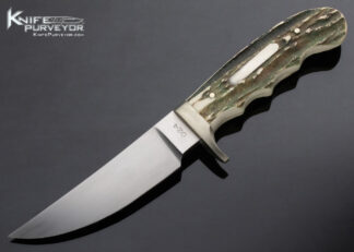 Jerry McAlpin J.M.M. Custom Knife 024 Finger Grooved Stag Hunter 13882