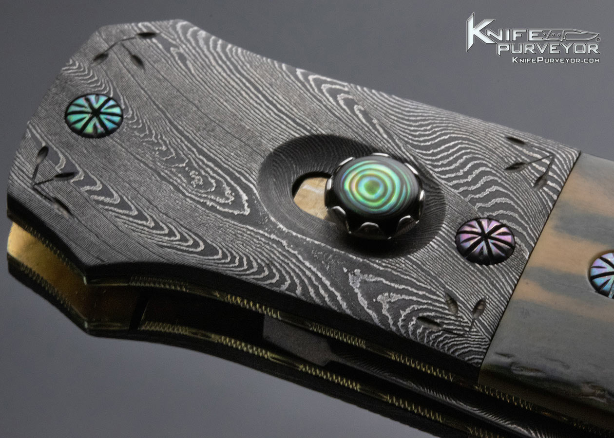 Jack Davenport Custom Knife Damascus and Mammoth Automatic Linerlock 14827