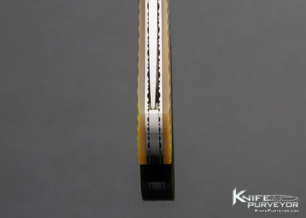 John W. Smith Custom Knife Engraved Fluted South Sea Gold Lip Pearl Lockback - Image 8