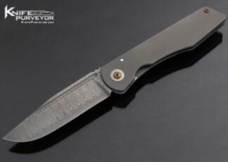 Juergen Schanz Custom Knife Damasteel and Titanium Framelock with Damasteel Clip 14862