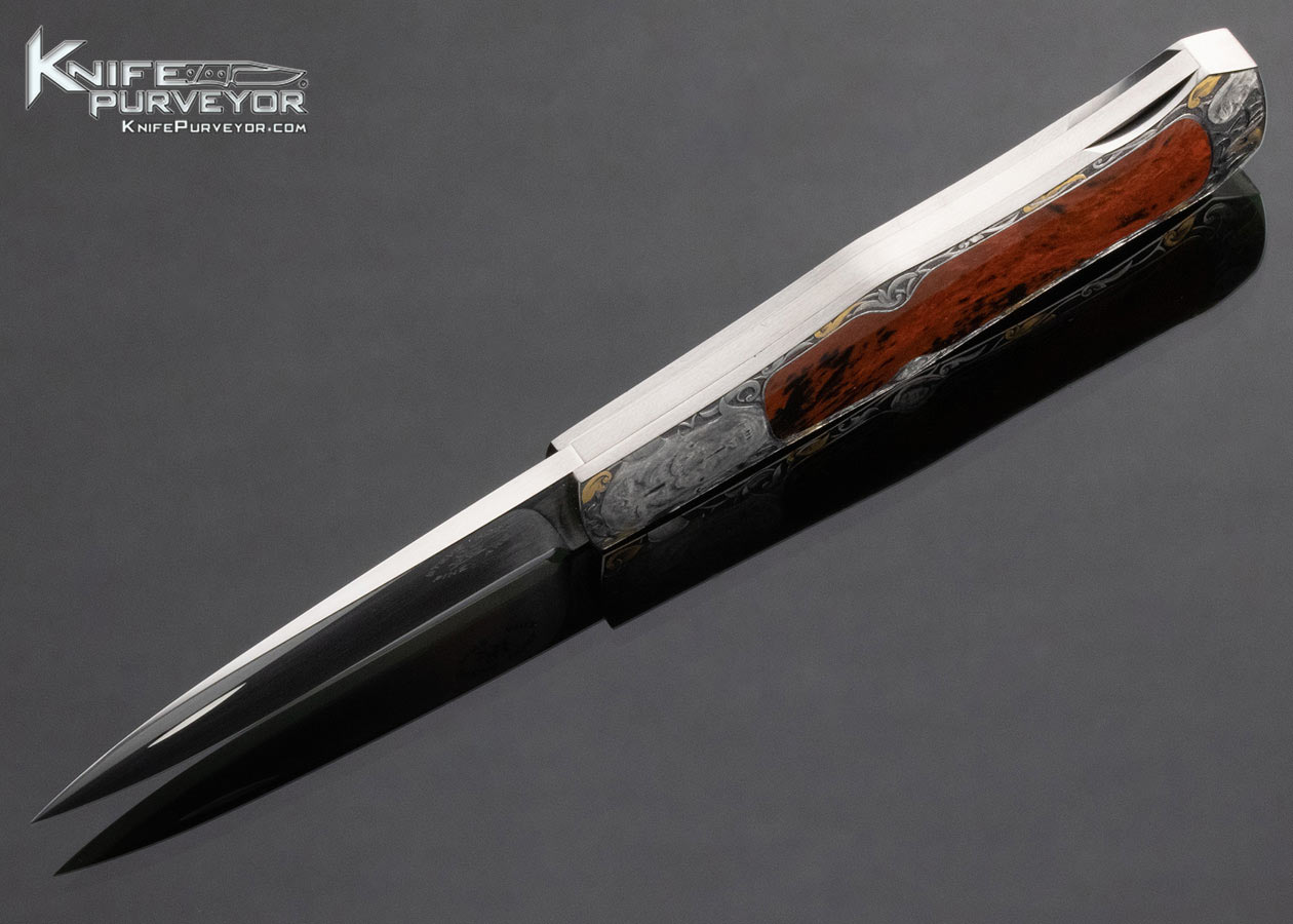 Steve Hoel Custom Knife Pietsersite Interframe "Coke Bottle" Lockback Dagger Engraved by Dan Wilkerson (Featured in a Video) - Image 6