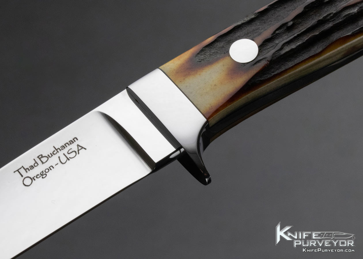 Thad Buchanan Custom Knife Amber Stag Utility Knife 4162