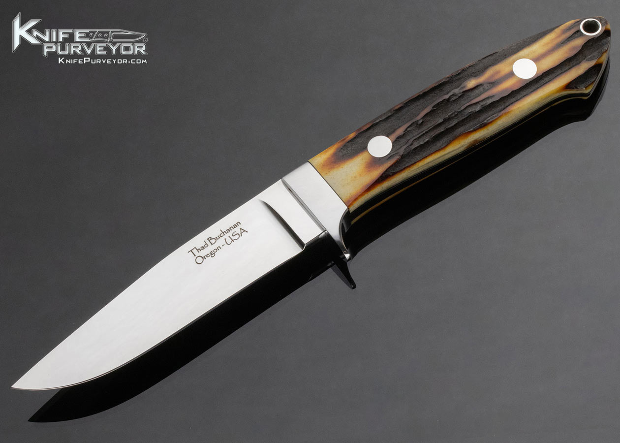 Thad Buchanan Custom Knife Amber Stag Utility Knife 4162
