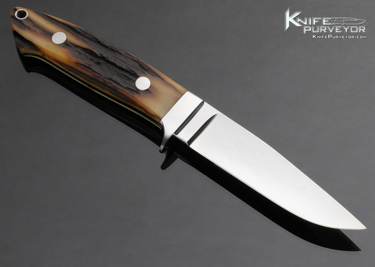 Thad Buchanan Custom Knife Amber Stag Utility Knife - Image 3
