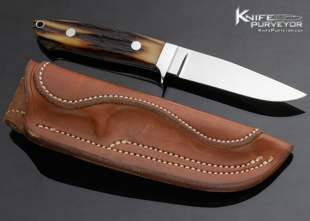 Thad Buchanan Custom Knife Amber Stag Utility Knife - Image 4