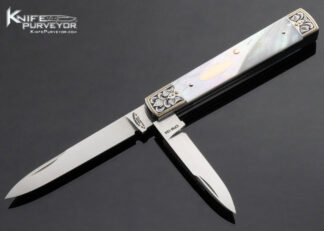Tom Overeynder Custom Knife 2 Blade Mother of Pearl Doctor's Knife Slipjoint Engraved By Julie Warenski 13075