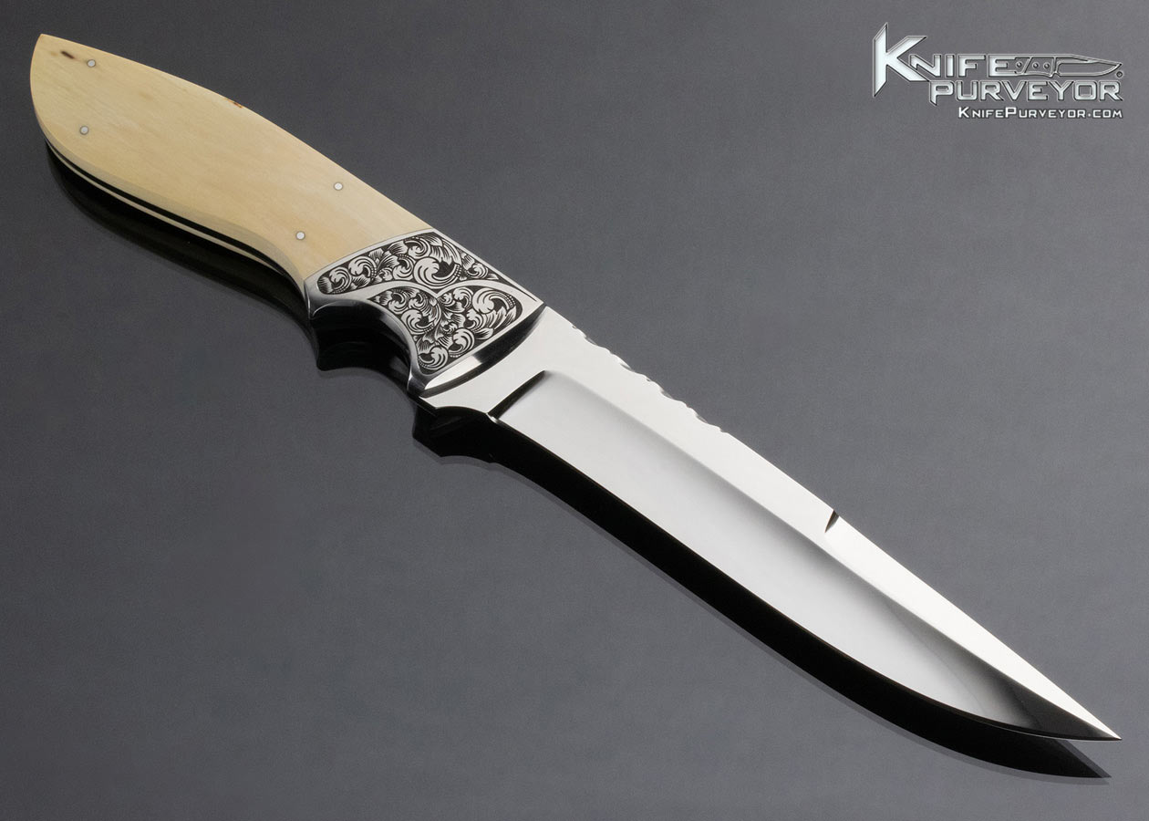 Dennis Friedly Custom Knife Bruce Shaw Engraved Mammoth Chute Knife - Image 3