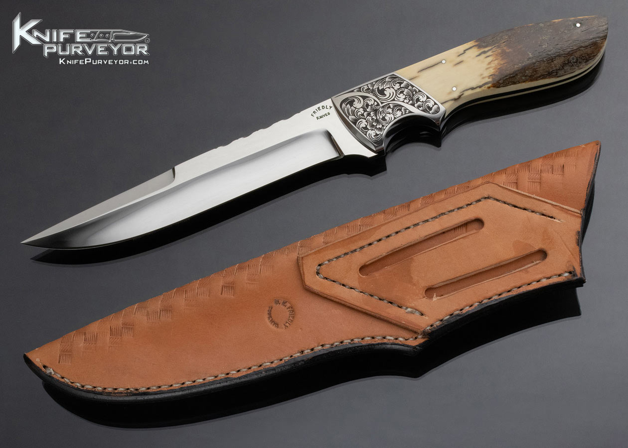 Dennis Friedly Custom Knife Bruce Shaw Engraved Mammoth Chute Knife - Image 8