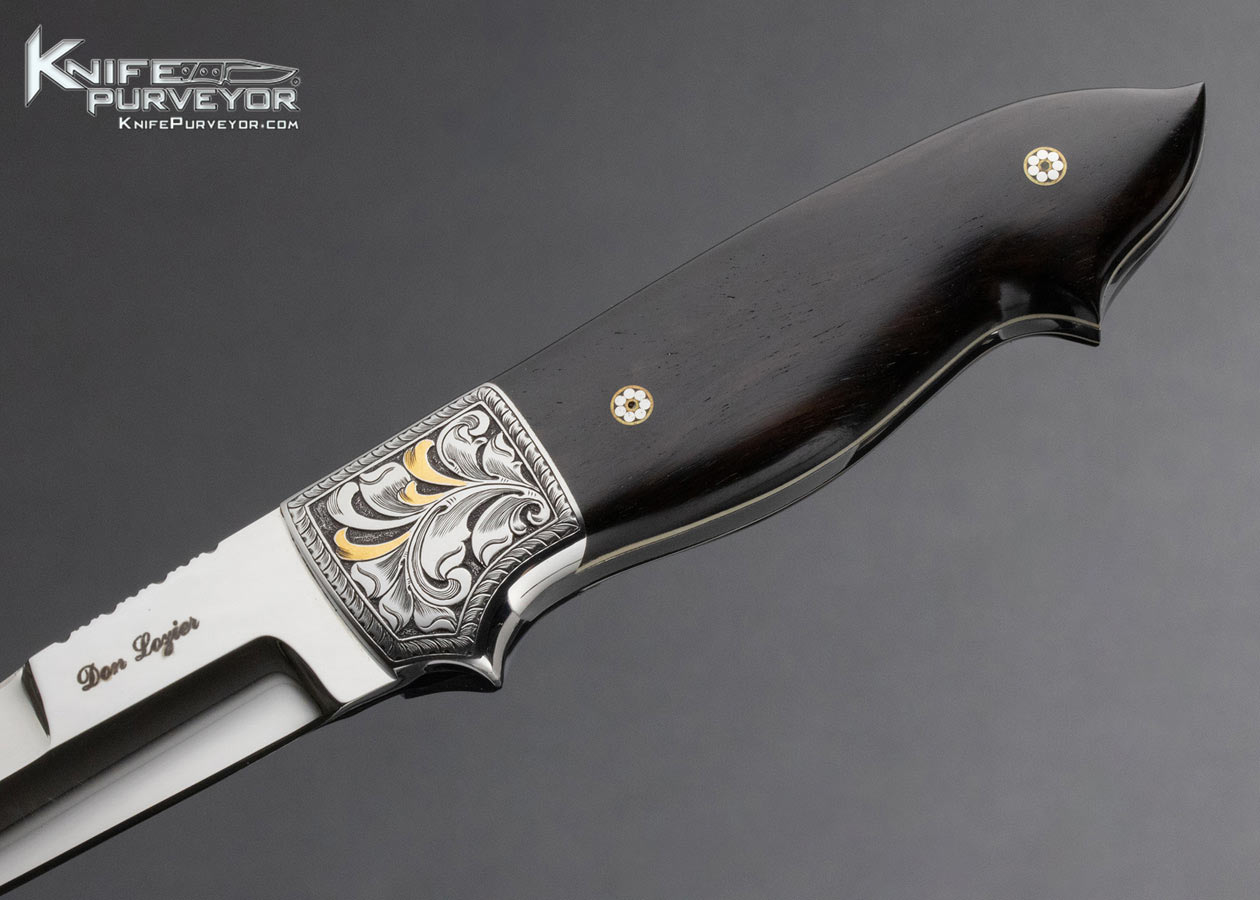 Don Lozier Custom Knife David Motton Engraved Ebony with Gold Inlay Featured in Knives 2000 pg. 158 - Image 2
