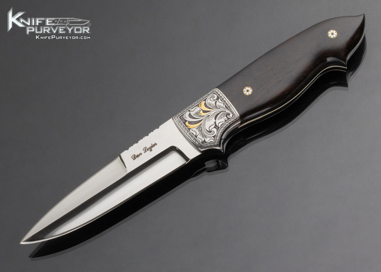 Don Lozier Custom Knife David Motton Engraved Ebony with Gold Inlay Featured in Knives 2000 pg. 158 14919