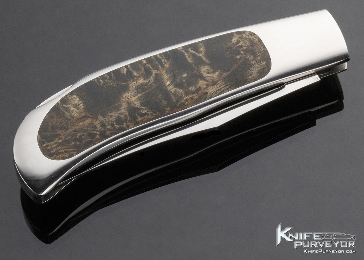 George Herron Custom Knife Clip Point Curly Maple Interframe Lockback #351 - Image 6