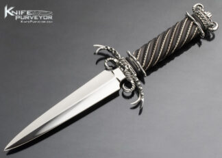 Lloyd Hale Custom Knife Fluted Ebony with Fine Silver Wire Presentation Art Dagger 14824