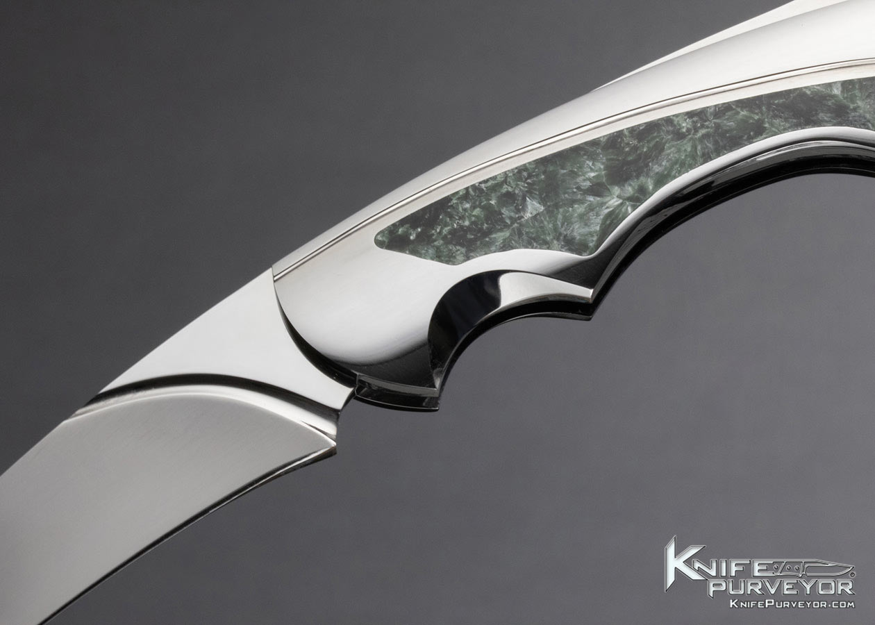 Ron Best Custom Knife Jade Interframe and Fluted Mirror Polished Stainless Steel Lockback - Image 2