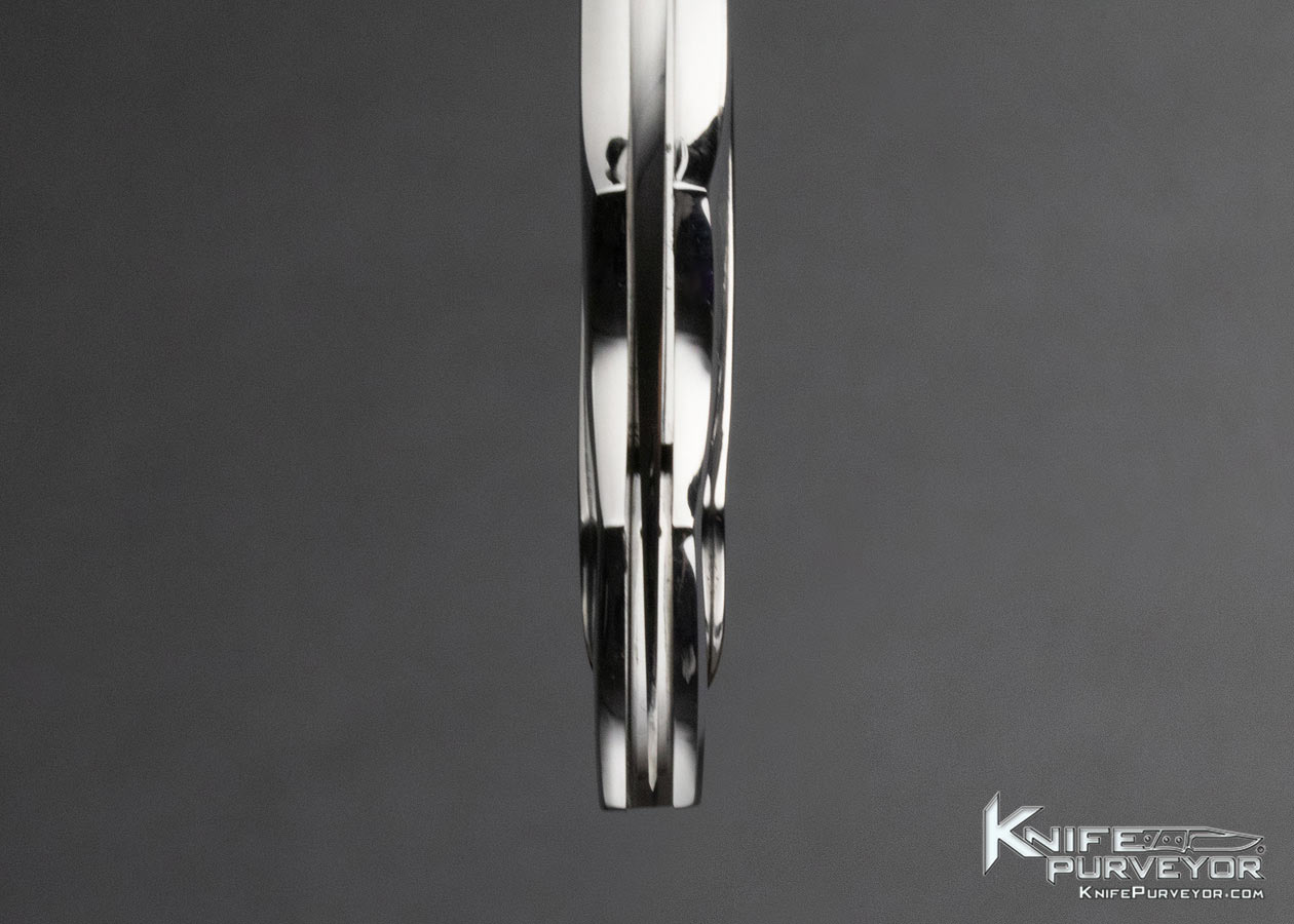 Ron Best Custom Knife Jade Interframe and Fluted Mirror Polished Stainless Steel Lockback - Image 8