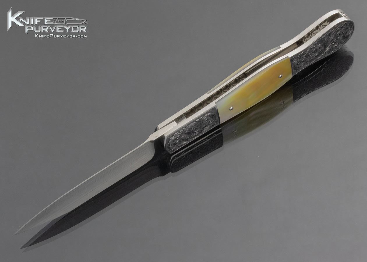 Ron Frazier Custom Knife Ken Hurst Engraved Gold Lip Pearl 14905