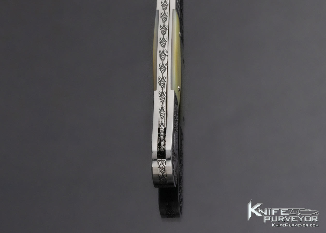 Bob Conley Custom Knife Goldlip Pearl Sole Authorship Engraved Integral 416 SS Lockback 14907