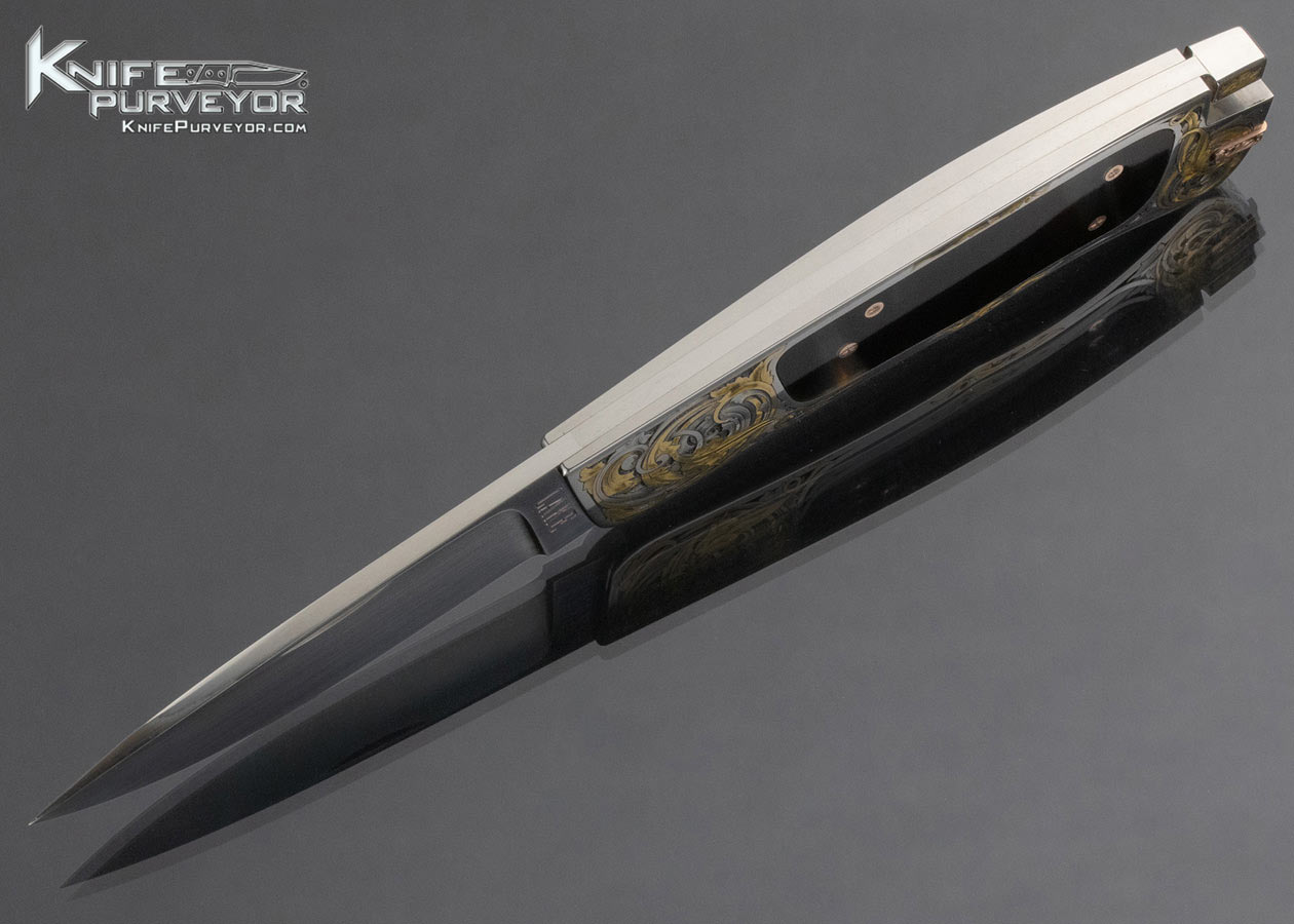 Ron Lake Custom Knife Cape Buffalo Horn Inlaid Tail Lock Engraved by Steve Lindsay - Image 7