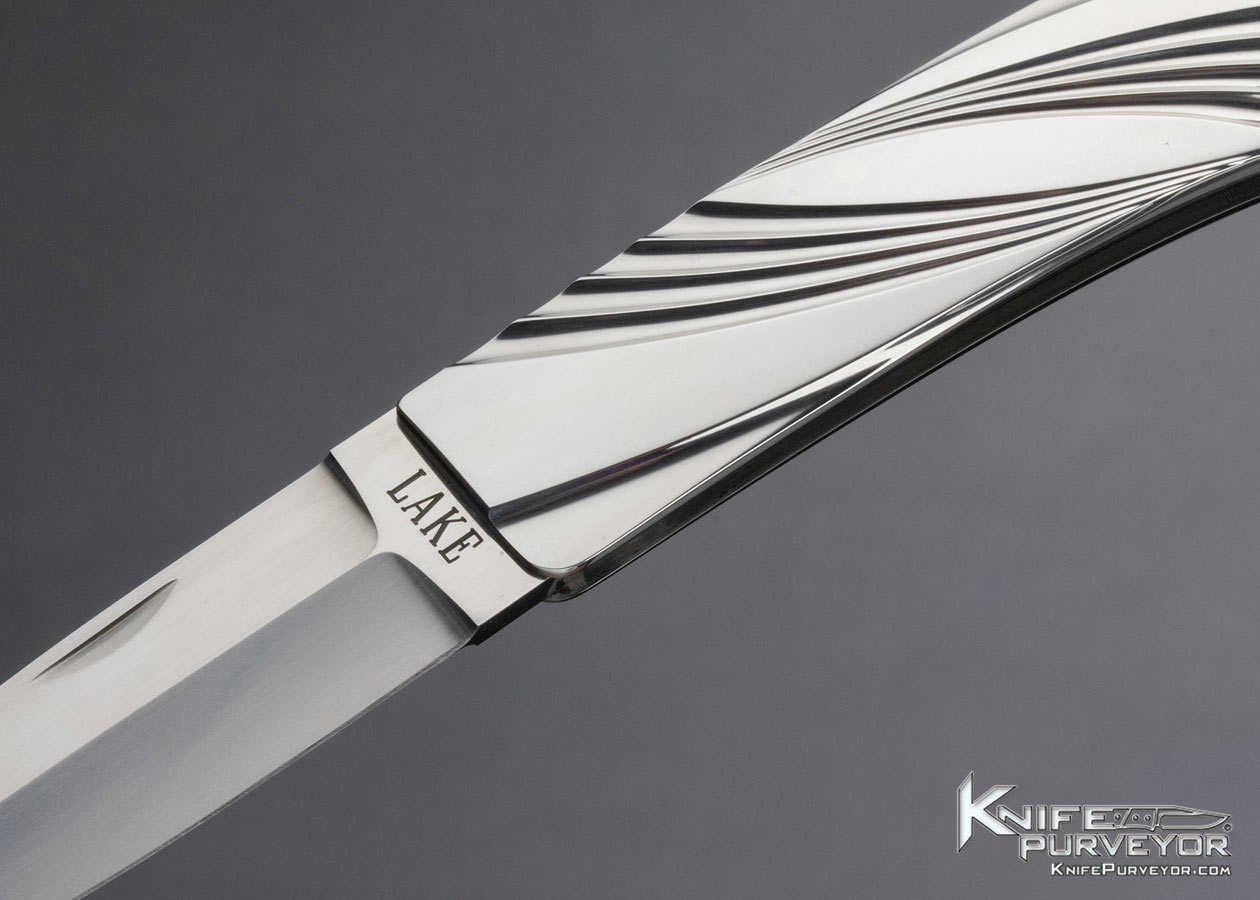 Ron Lake Custom Knife Wolfgang Loerchner Fluted Steel Boot Blade Tail Lock - Image 2