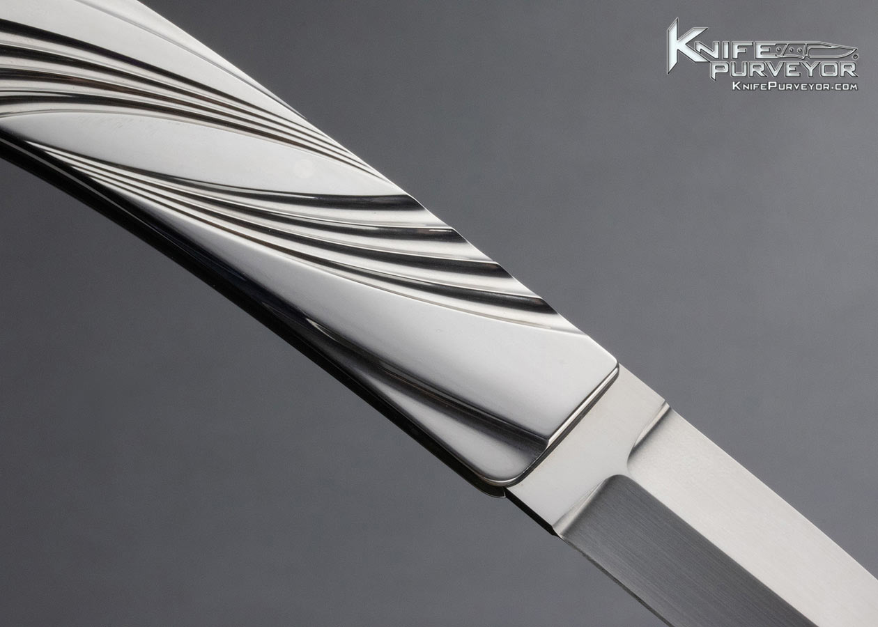 Ron Lake Custom Knife Wolfgang Loerchner Fluted Steel Boot Blade Tail Lock - Image 4