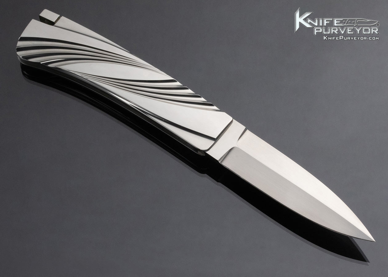 Ron Lake Custom Knife Wolfgang Loerchner Fluted Steel Boot Blade Tail Lock - Image 3