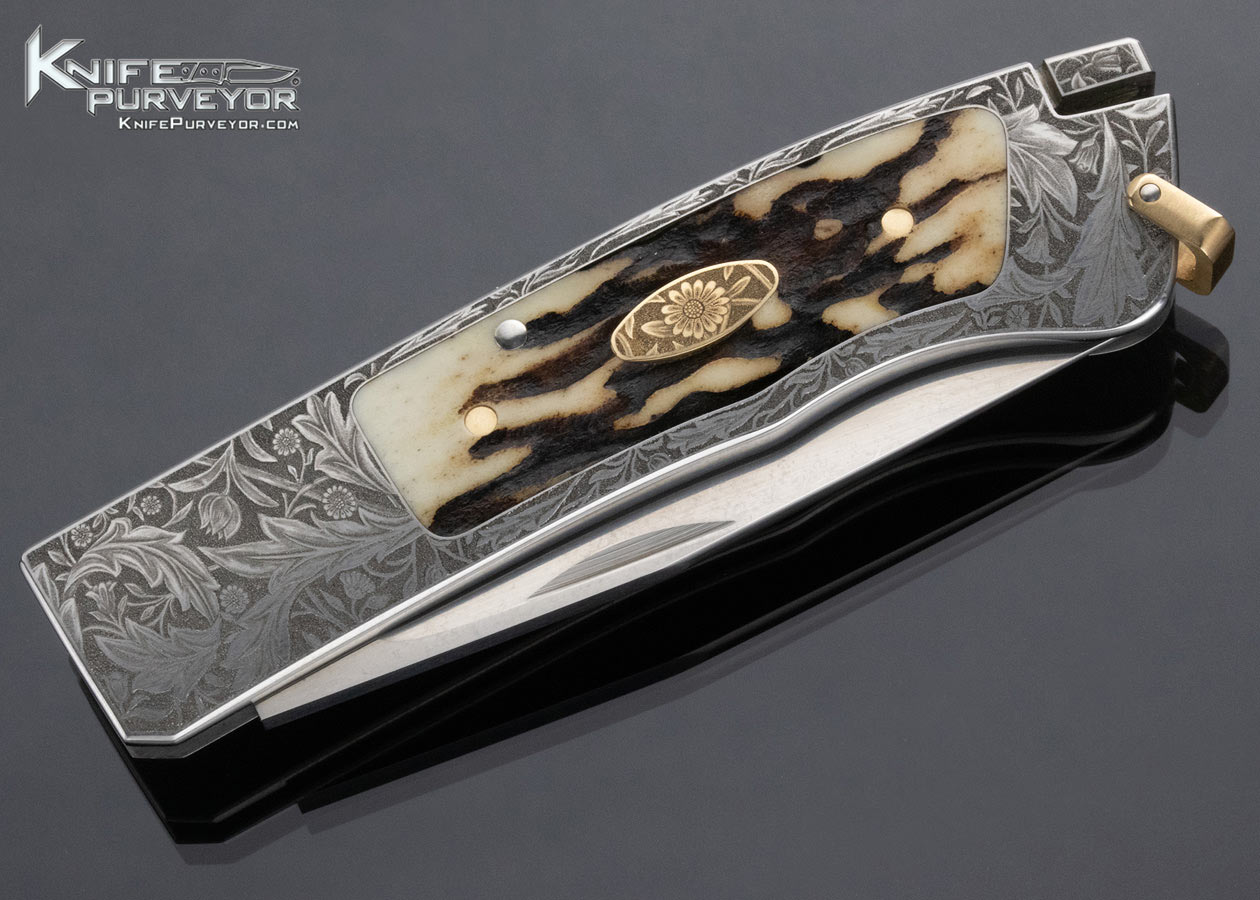 Ron Lake Custom Knife Francesco Amatori Engraved Stag Lockback - Image 6
