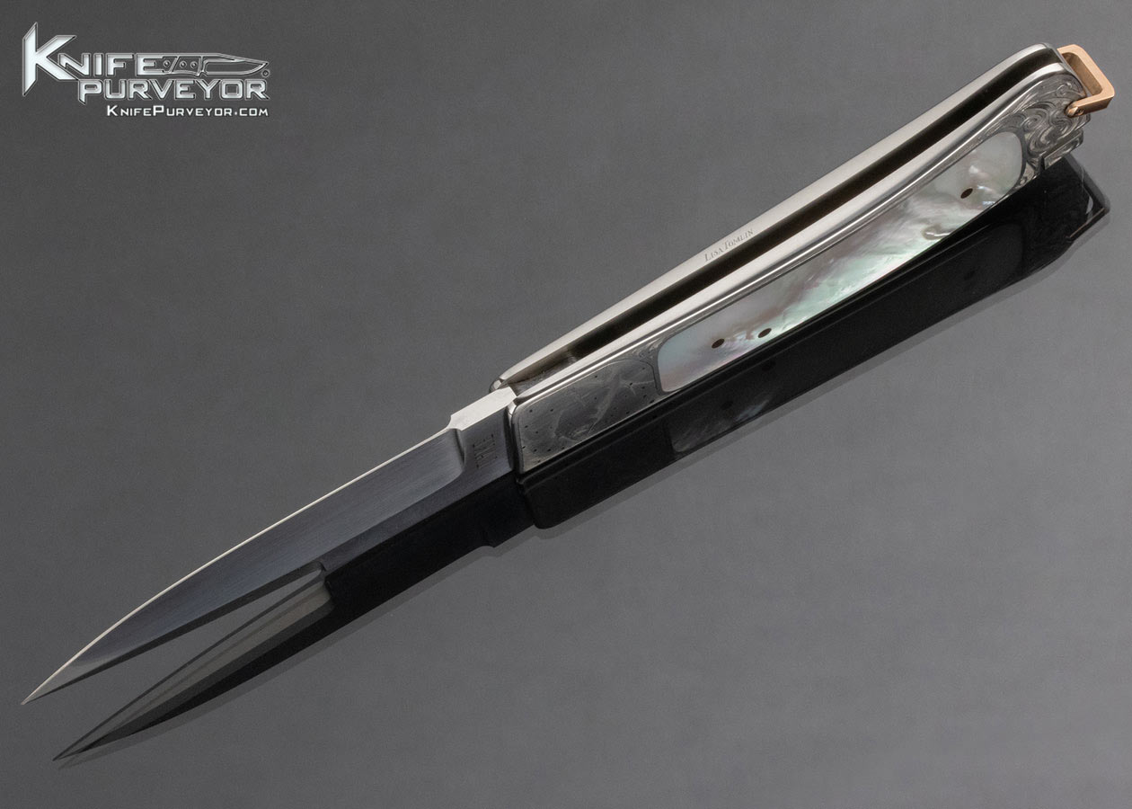 Ron Lake Custom Knife Lisa Tomlin Engraved Mother of Pearl Taillock 14859
