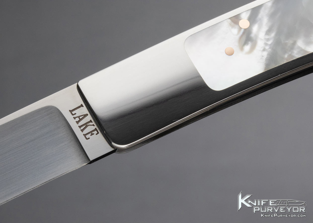 Ron Lake Custom Knife Mother of Pearl Tail Lock with Gold Toothpick - Image 2
