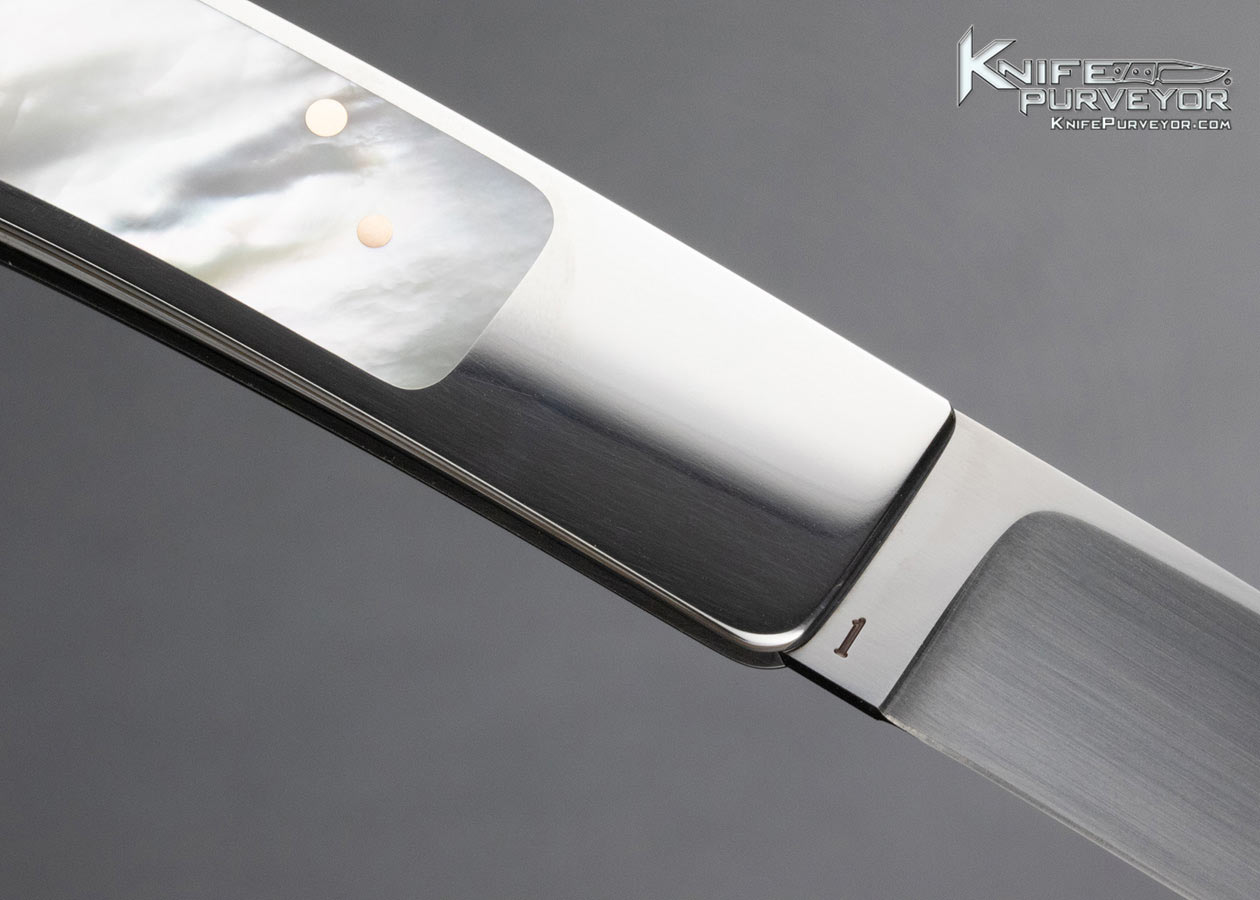 Ron Lake Custom Knife Mother of Pearl Tail Lock with Gold Toothpick - Image 4