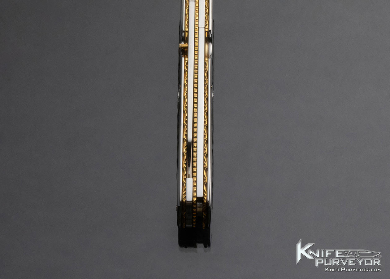 Salvatore Puddu Custom Knife Piqued Amber with Gold Dots 2 Blade Lockback - Image 8