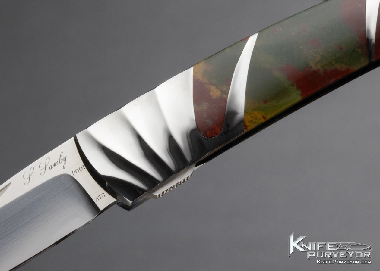 Scott Sawby Custom Knife Bloodstone Fluted Skimmer Prototype Self Lock - Image 2