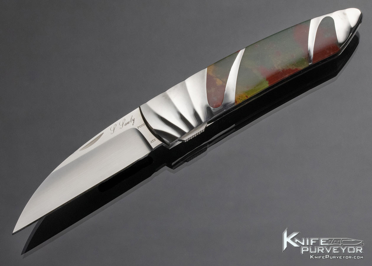 Scott Sawby Custom Knife Fluted Bloodstone Skimmer Prototype Self Lock 14852