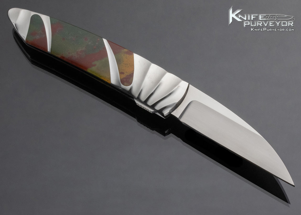 Scott Sawby Custom Knife Bloodstone Fluted Skimmer Prototype Self Lock - Image 3