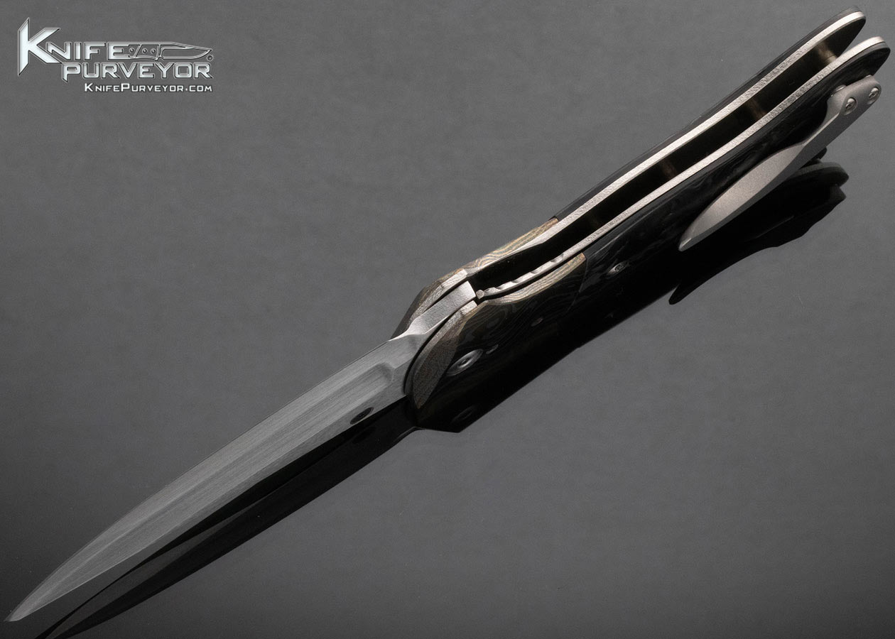 Allen Elishewitz Custom Knife Timascus and Marble Carbon Fiber Jekyll Linerlock - Image 5