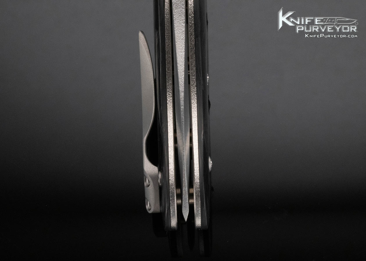 Allen Elishewitz Custom Knife Timascus and Marble Carbon Fiber Jekyll Linerlock - Image 7