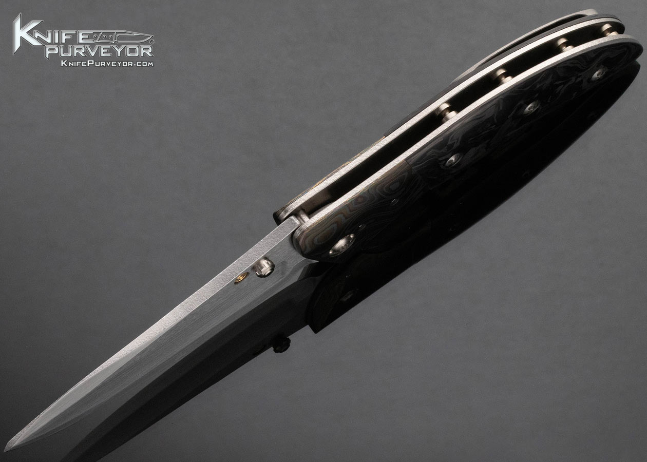 Allen Elishewitz Custom Knife Timascus and Marble Carbon Fiber Jekyll Linerlock - Image 6