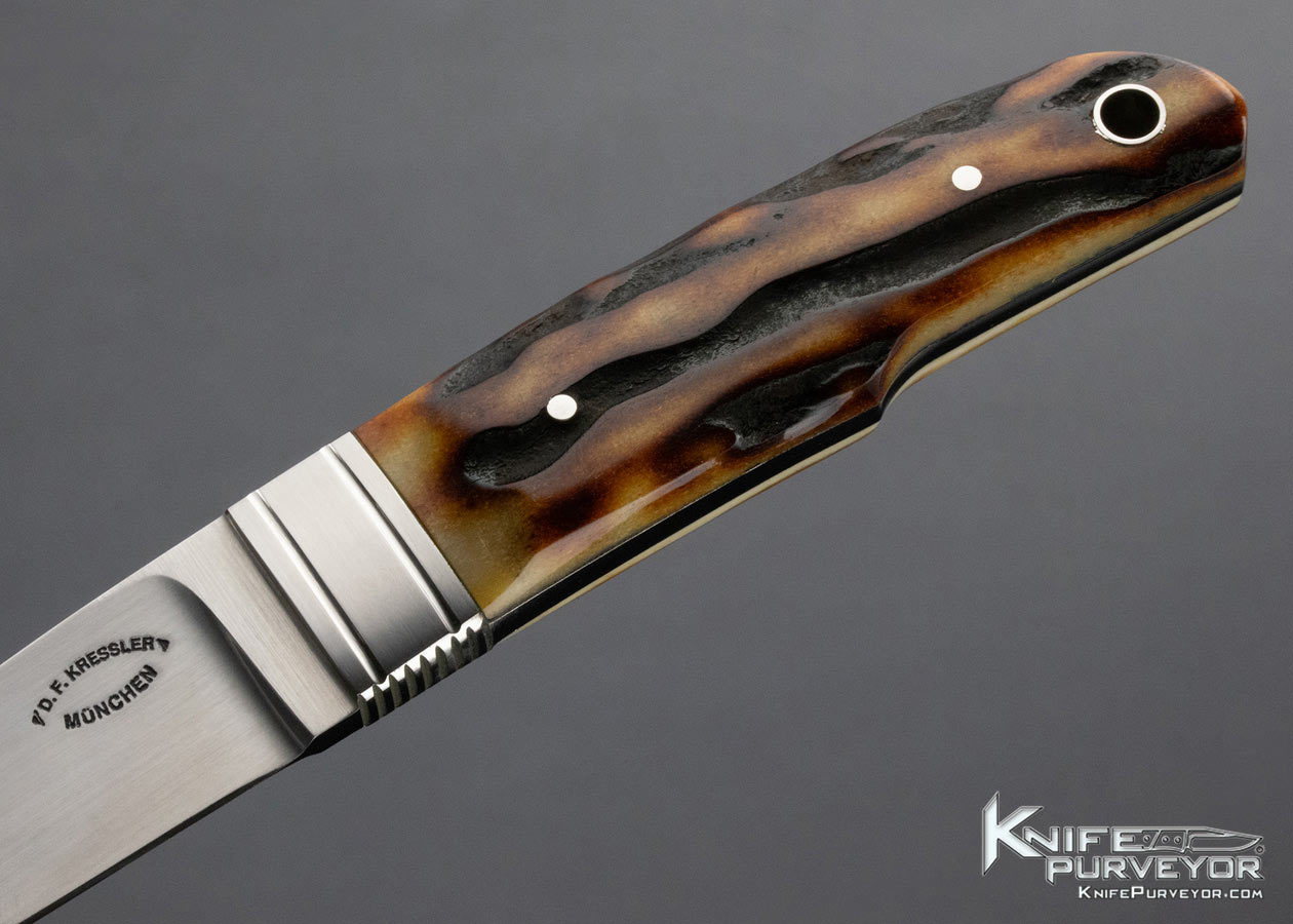 Dietmar Kressler Custom Knife Amber Stag Stiffhorn - Knife Purveyor