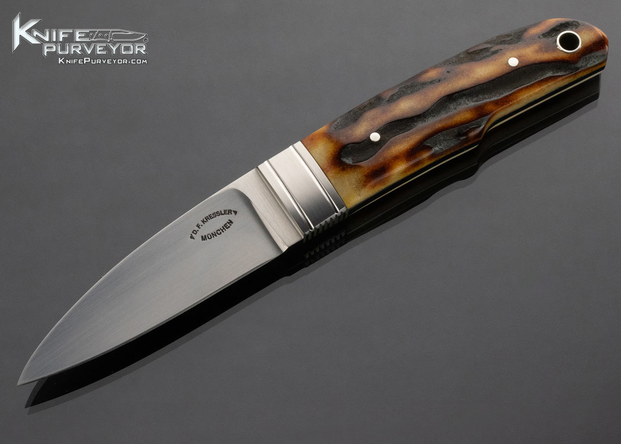 Dietmar Kressler Custom Knife Amber Stag Stiffhorn - Knife Purveyor