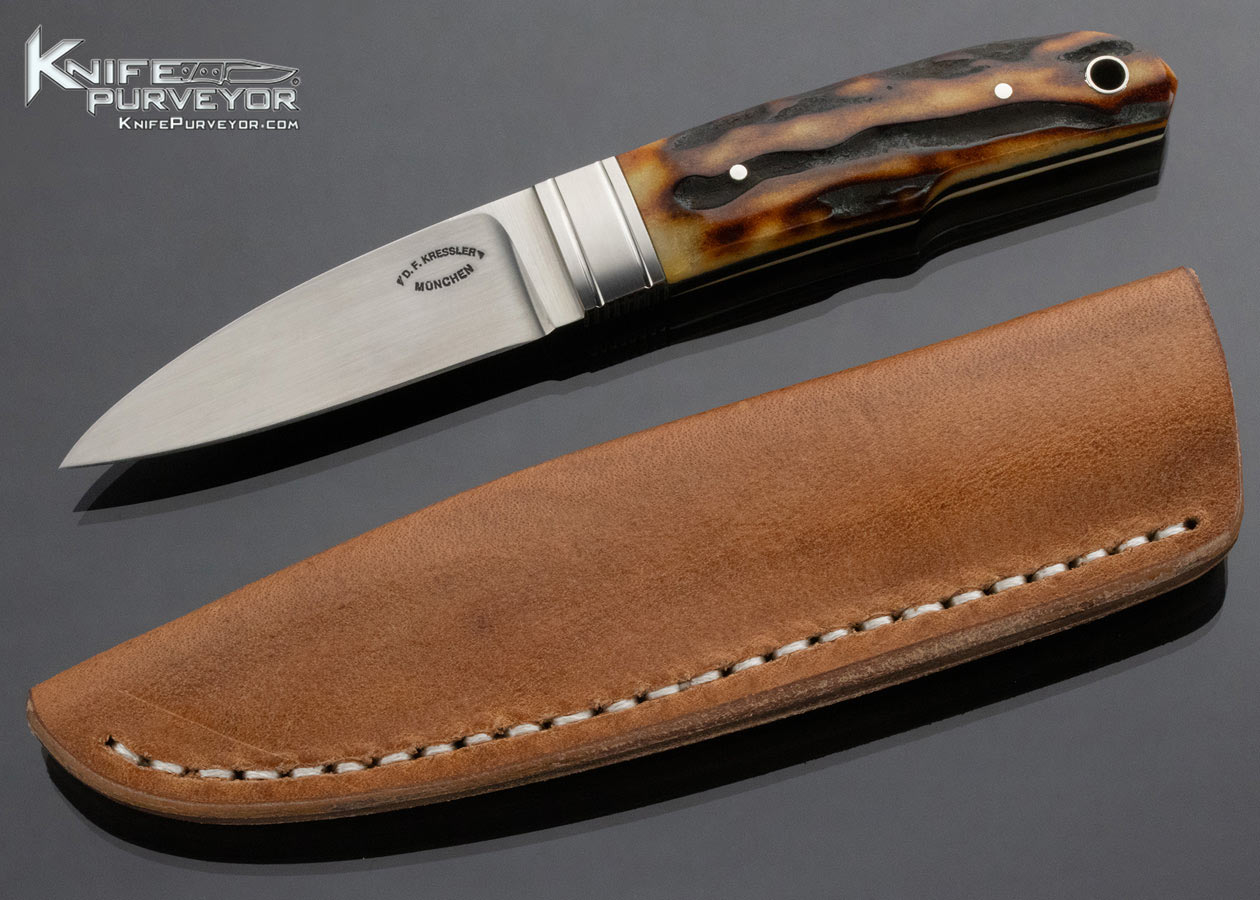 Dietmar Kressler Custom Knife Amber Stag Stiffhorn - Knife Purveyor