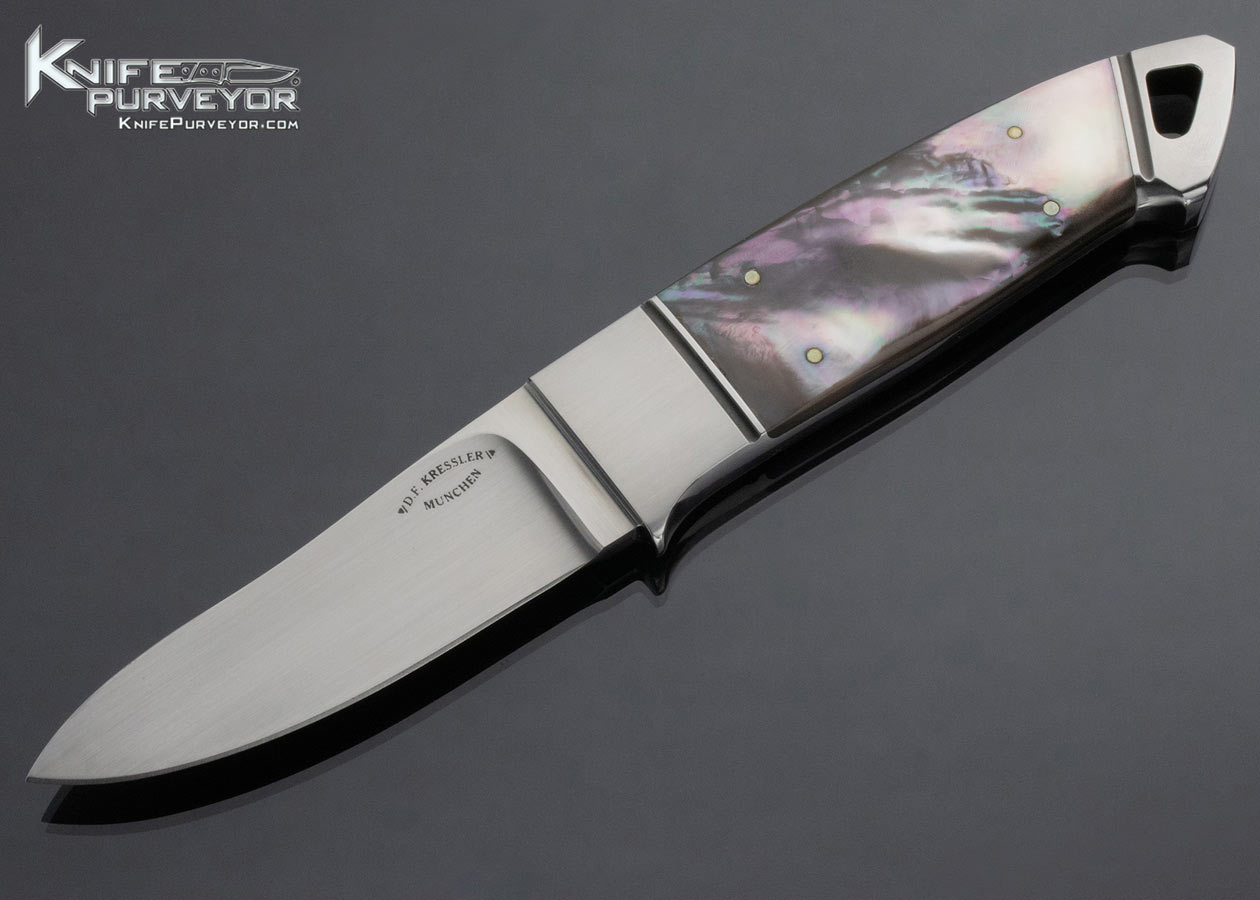 Dietmar Kressler Custom Knife Black Lip Pearl Integral Semi Skinner 14953