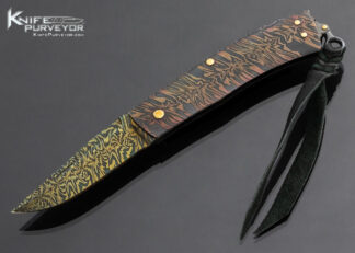 Kaj Embretsen Custom Knife Blued Damascus Lockback 14917