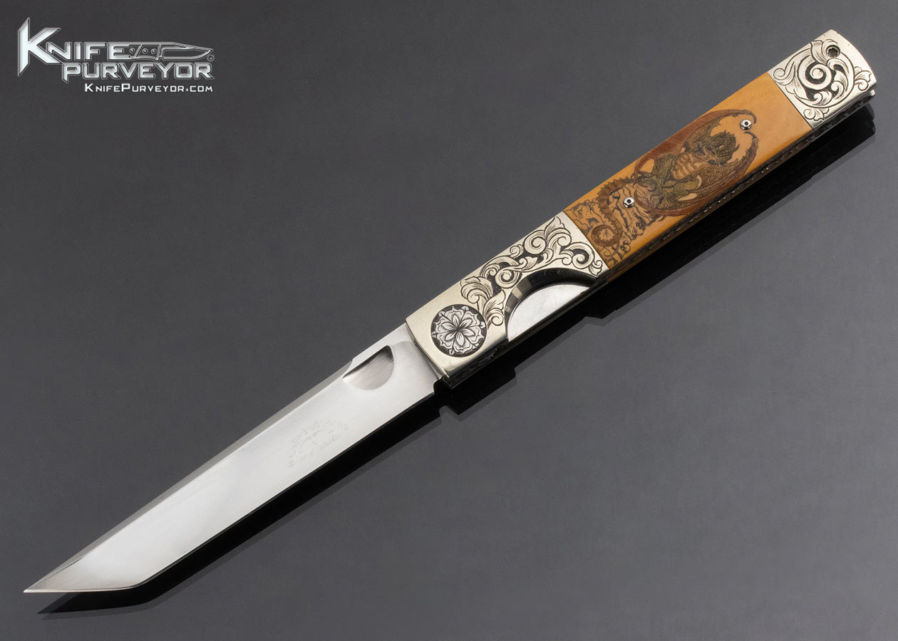 Michael Walker Custom Knife Patricia Walker Engraved Micarta Linerlock 14918