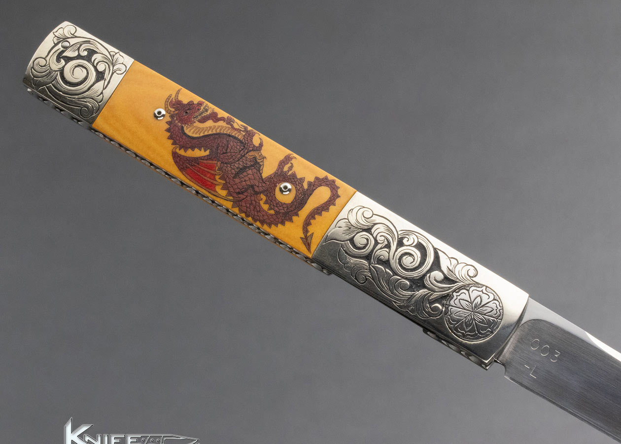 Michael Walker Custom Knife Patricia Walker Engraved Micarta Linerlock - Image 4